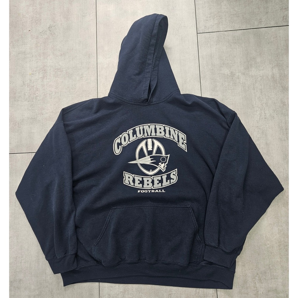 Gildan Heavy Blend‎ Mens 3XL Navy Columbine Rebels Football Hoodie Sweatshirt